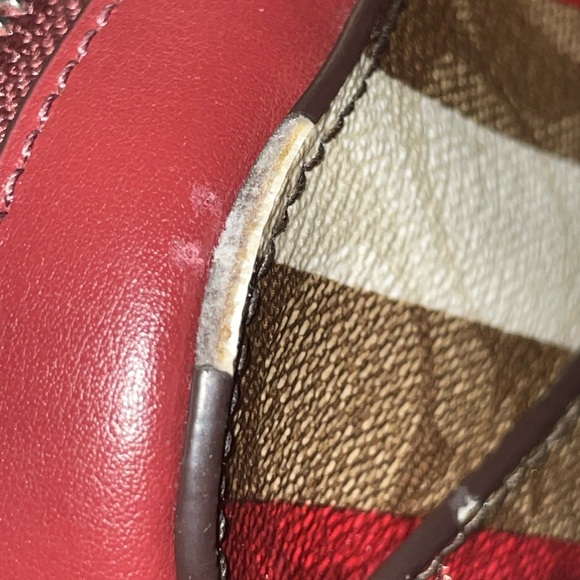 COACH SIGNATURE C BURGUNDY CANVAS MINI CAMERA BAG CROSSBODY HANDBAG PURSE $298 - Picture 16 of 16